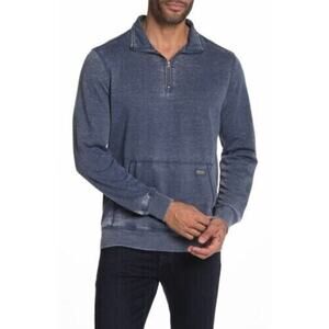 Heritage Report Collection Burnout Quarter Zip Indigo Blue Sweatshirt Small $68